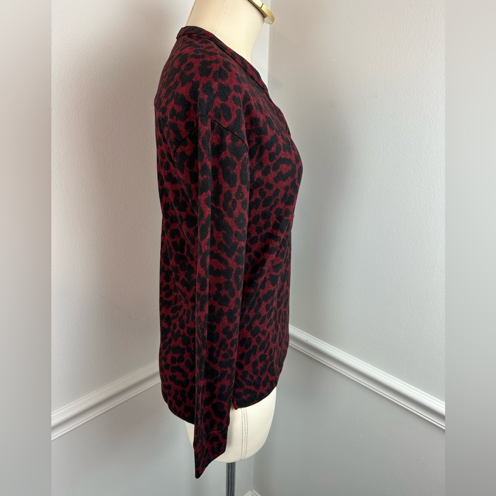 BEACH LUNCH LOUNGE Red Black Leopard Soft Long Sleeve Top NWT | Size XS - Picture 8 of 12